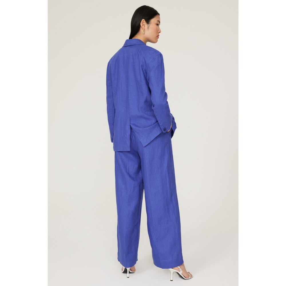Madewell Blue Linen XS Double-Breasted Oversized Blazer Jacket - Picture 8 of 16
